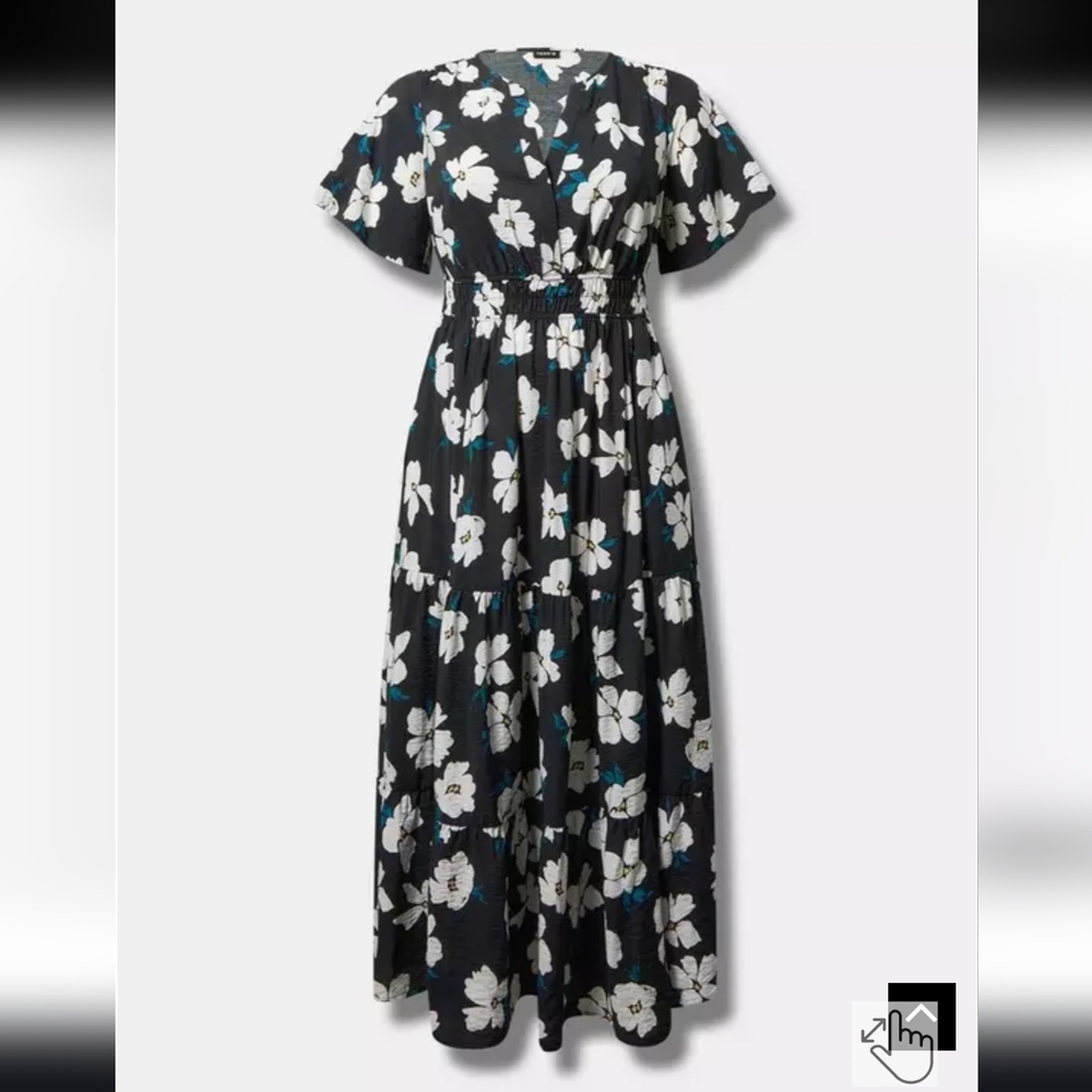 torrid Black Maxi Dress with White Floral Print